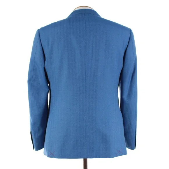 Cardinal of Canada NWT Wool / Silk Sport Coat Size 40S US In Blue Herringbone